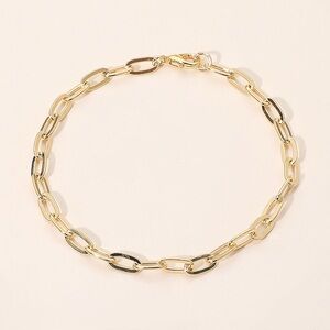 18K Gold Filled Oval Paperclip Chain Bracelet NWT